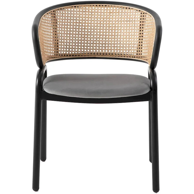 Ervilla Modern Wicker Back Dining Chair with Upholstered Velvet Seat Armchair for Dining Room and Kitchen, Set of 4 - 29.9