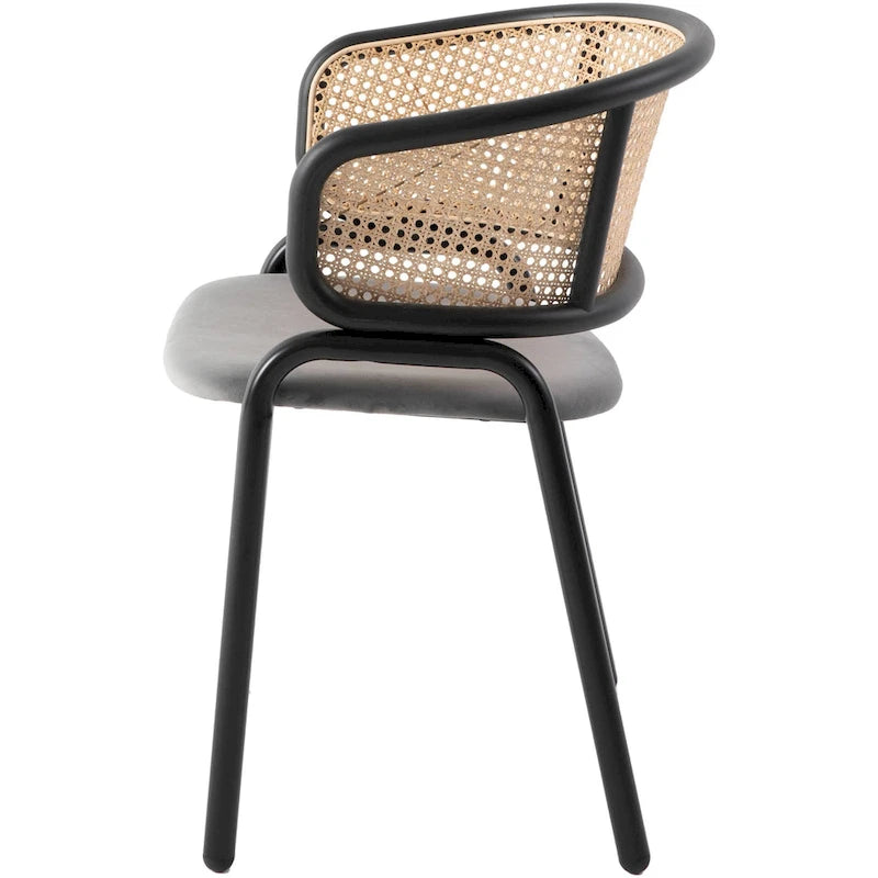 Ervilla Modern Wicker Back Dining Chair with Upholstered Velvet Seat Armchair for Dining Room and Kitchen, Set of 4 - 29.9