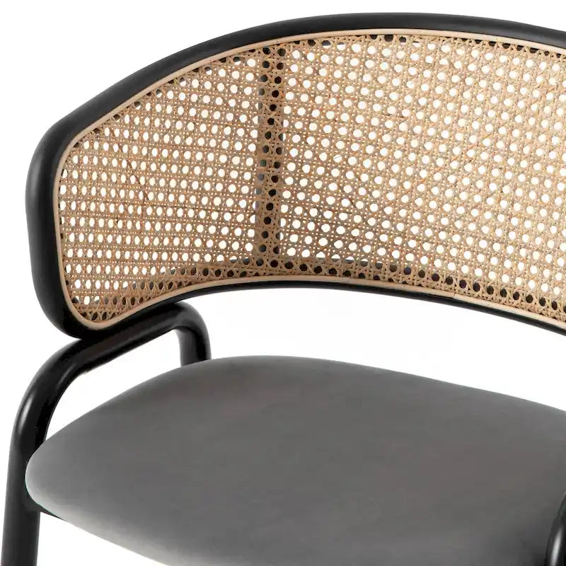 Ervilla Modern Wicker Back Dining Chair with Upholstered Velvet Seat Armchair for Dining Room and Kitchen, Set of 4 - 29.9
