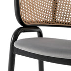 Ervilla Modern Wicker Back Dining Chair with Upholstered Velvet Seat Armchair for Dining Room and Kitchen, Set of 4 - 29.9