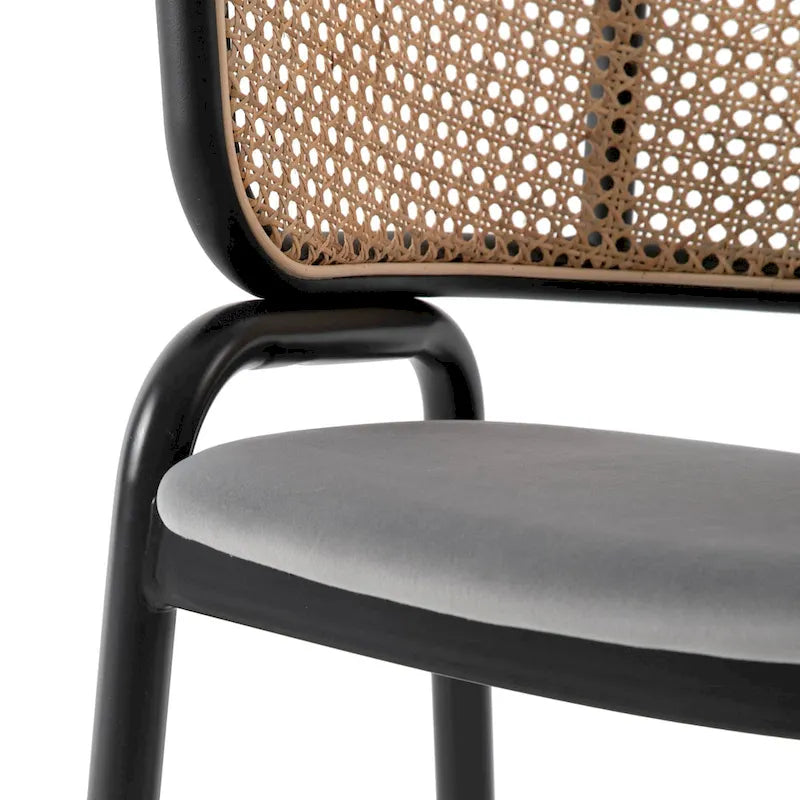 Ervilla Modern Wicker Back Dining Chair with Upholstered Velvet Seat Armchair for Dining Room and Kitchen, Set of 4 - 29.9