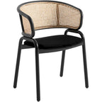Ervilla Modern Wicker Back Dining Chair with Upholstered Velvet Seat Armchair for Dining Room and Kitchen, Set of 4 - 29.9