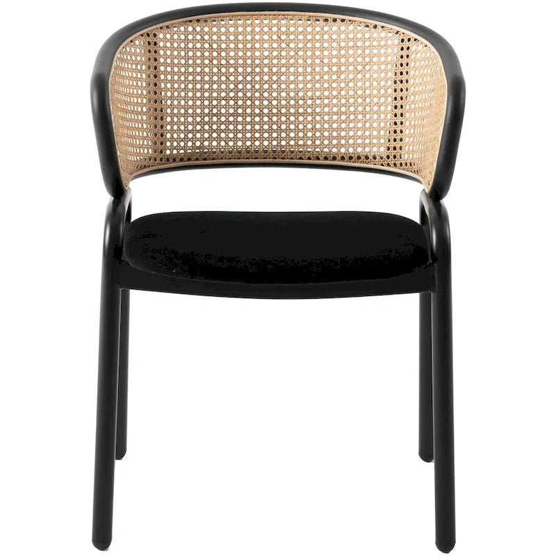 Ervilla Modern Wicker Back Dining Chair with Upholstered Velvet Seat Armchair for Dining Room and Kitchen, Set of 4 - 29.9