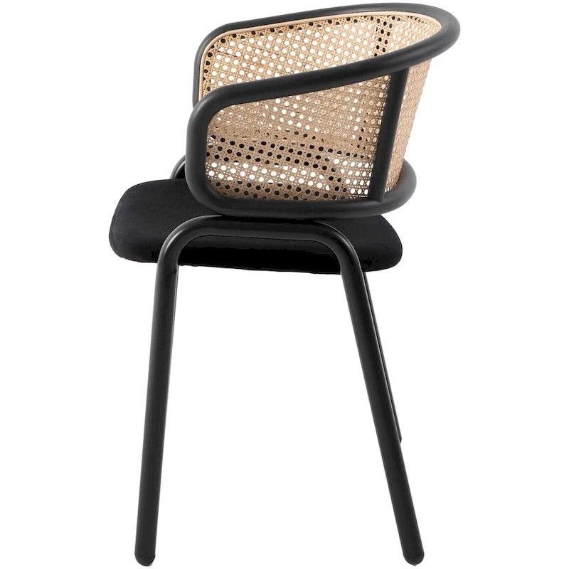Ervilla Modern Wicker Back Dining Chair with Upholstered Velvet Seat Armchair for Dining Room and Kitchen, Set of 4 - 29.9