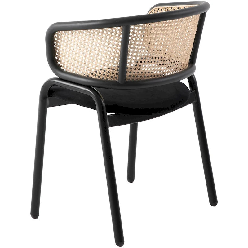 Ervilla Modern Wicker Back Dining Chair with Upholstered Velvet Seat Armchair for Dining Room and Kitchen, Set of 4 - 29.9