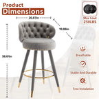 Velvet Upholstered 360 Degree Swivel Tufted Bar Stools with Golden Footrest(set of 2)