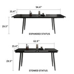 9 Piece 62.9 inch to 94.4 inch Extendable Dining Table Set with Sintered Stone Top 8 Chairs
