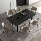 9 Piece 62.9 inch to 94.4 inch Extendable Dining Table Set with Sintered Stone Top 8 Chairs