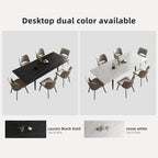 9 Piece 62.9 inch to 94.4 inch Extendable Dining Table Set with Sintered Stone Top 8 Chairs