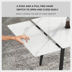 9 Piece 62.9 inch to 94.4 inch Extendable Dining Table Set with Sintered Stone Top 8 Chairs
