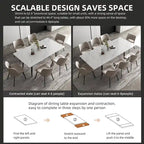 9 Piece 62.9 inch to 94.4 inch Extendable Dining Table Set with Sintered Stone Top 8 Chairs