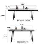 9 Piece 62.9 inch to 94.4 inch Extendable Dining Table Set with Sintered Stone Top 8 Chairs