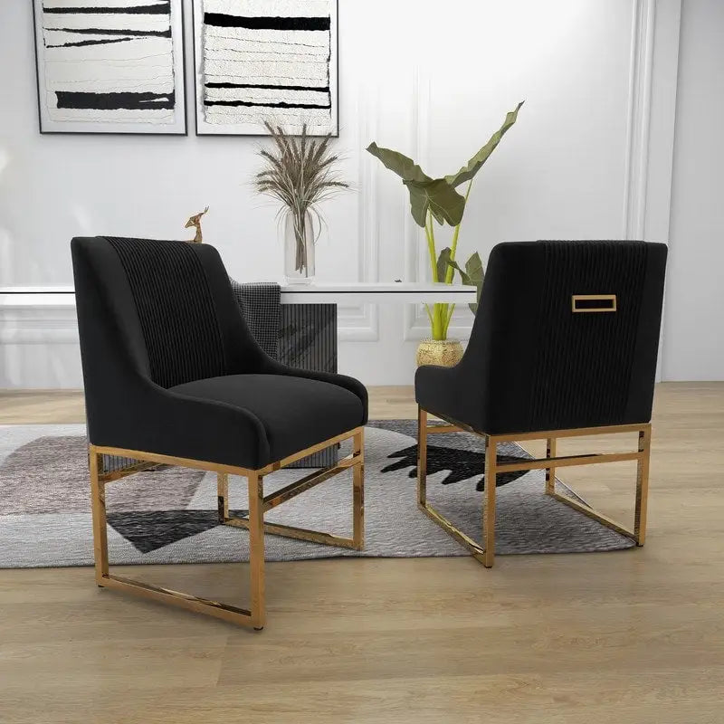 SEYNAR Contempoary Velvet Dining Chair with Metal Frame Legs, set of 2