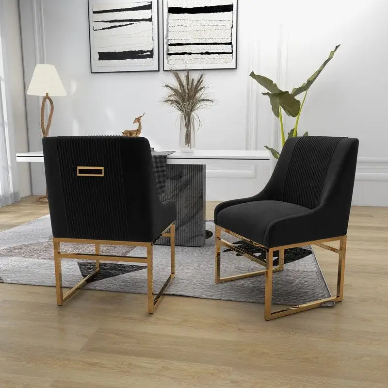 SEYNAR Contempoary Velvet Dining Chair with Metal Frame Legs, set of 2