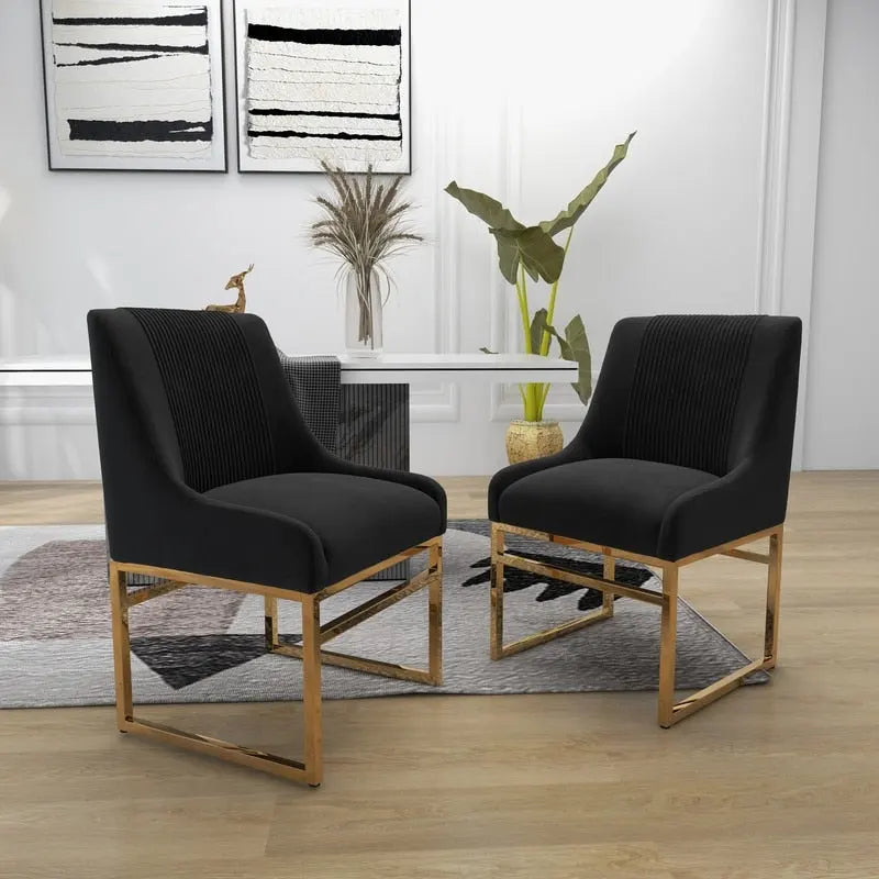 SEYNAR Contempoary Velvet Dining Chair with Metal Frame Legs, set of 2