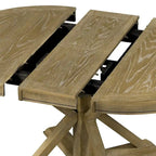 Wooden Round Drop Leaf Extendable Dining Table Set with 4 Upholstered Chairs