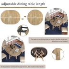 Wooden Round Drop Leaf Extendable Dining Table Set with 4 Upholstered Chairs