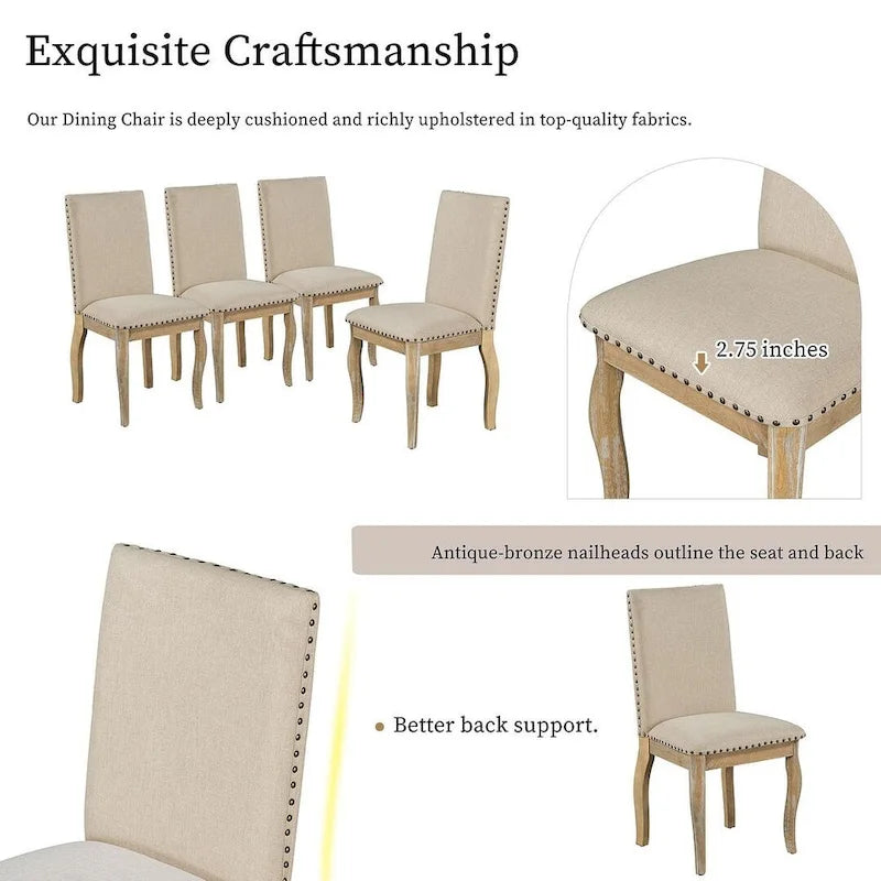 Wooden Round Drop Leaf Extendable Dining Table Set with 4 Upholstered Chairs