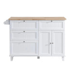 3-Piece Kitchen Island Set with Drop Leaf and 2 Seatings, Dining Table Set with Storage Cabinet, Drawers and Towel Rack