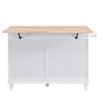 3-Piece Kitchen Island Set with Drop Leaf and 2 Seatings, Dining Table Set with Storage Cabinet, Drawers and Towel Rack