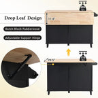 3-Piece Kitchen Island Set with Drop Leaf and 2 Seatings, Dining Table Set with Storage Cabinet, Drawers and Towel Rack