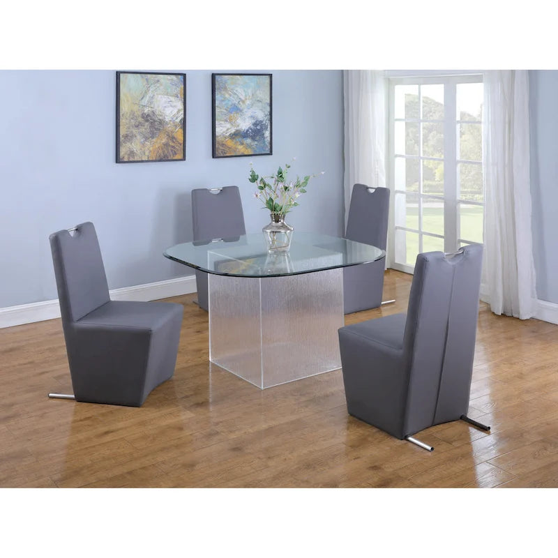 Somette Valor Surfboard Clear Glass Top Dining Table