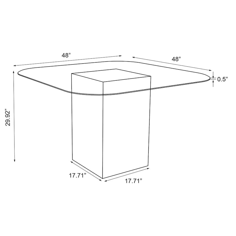 Somette Valor Surfboard Clear Glass Top Dining Table