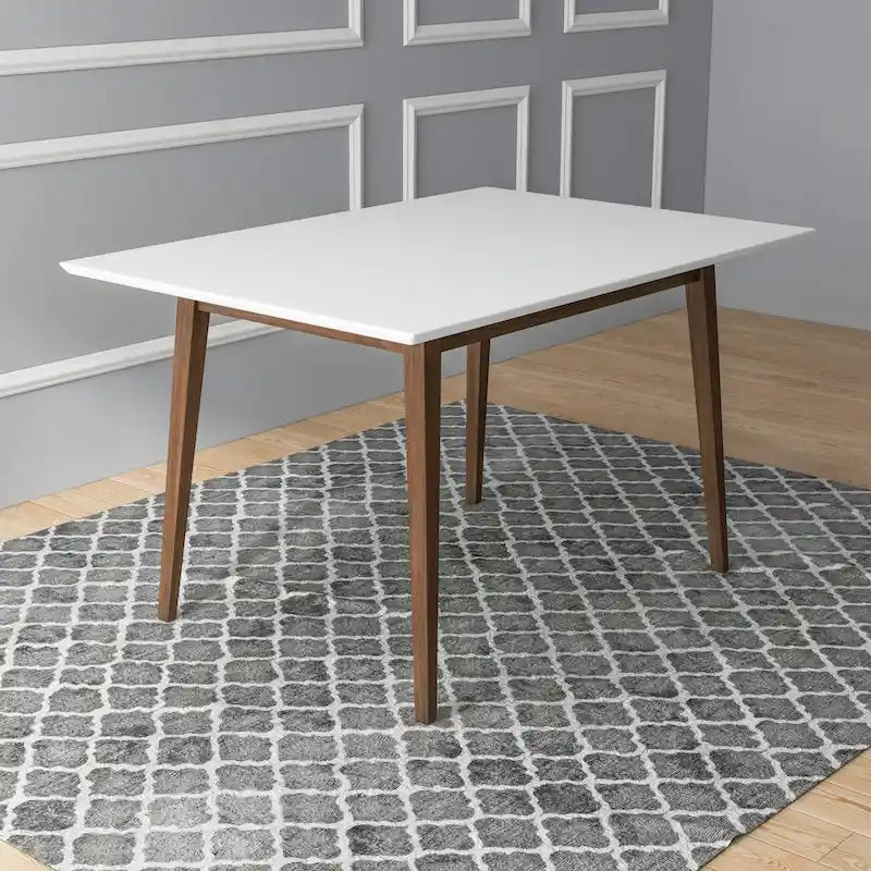 Alda Mid-Century Modern Rectangular Solid Wood Dining Table
