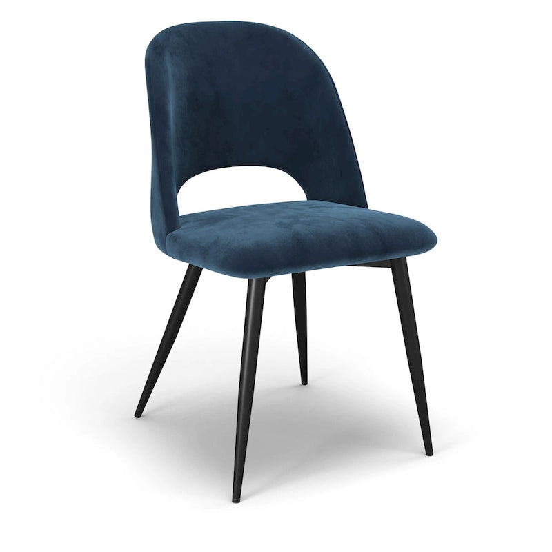 Victor Velvet Side Chair Black Legs (Set of 2)
