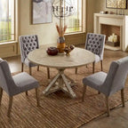 Benchwright Round Antique Grey Oak Dining Table by iNSPIRE Q Artisan