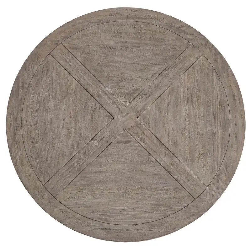 Benchwright Round Antique Grey Oak Dining Table by iNSPIRE Q Artisan