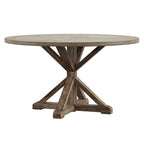 Benchwright Round Antique Grey Oak Dining Table by iNSPIRE Q Artisan