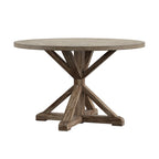 Benchwright Round Antique Grey Oak Dining Table by iNSPIRE Q Artisan