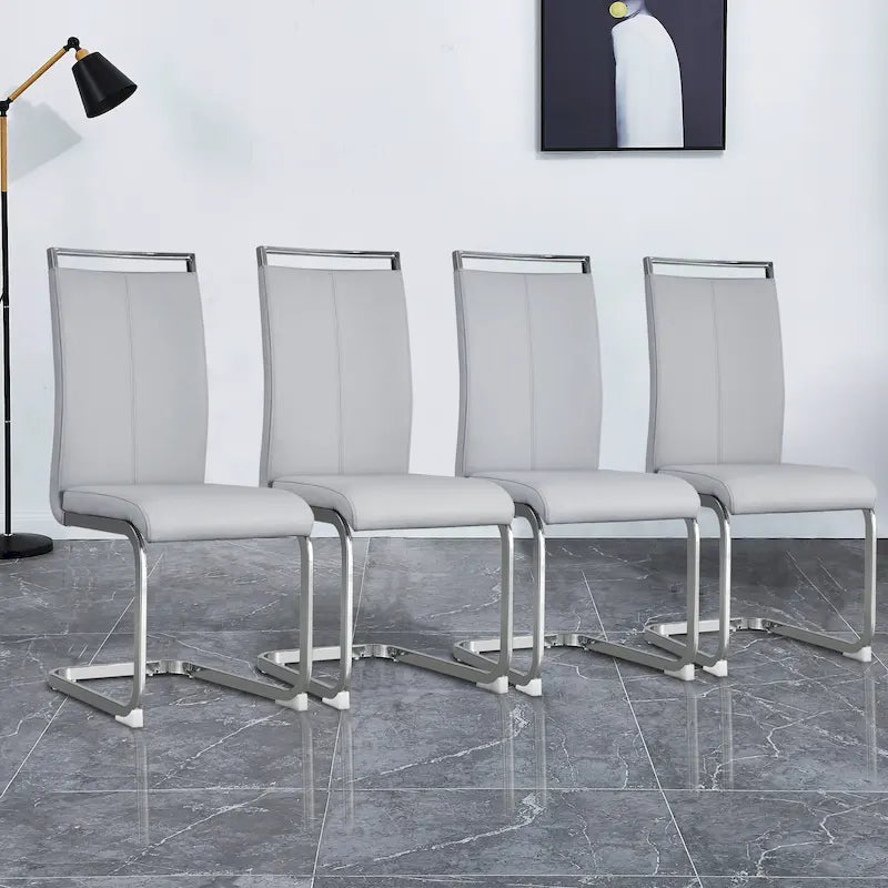 Set of 4 Modern Dining Chairs,High Back Side Chair with C-shaped Tube Chrome Metal Legs