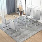 Set of 4 Modern Dining Chairs,High Back Side Chair with C-shaped Tube Chrome Metal Legs