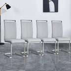 Set of 4 Modern Dining Chairs,High Back Side Chair with C-shaped Tube Chrome Metal Legs