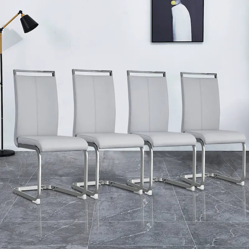 Set of 4 Modern Dining Chairs,High Back Side Chair with C-shaped Tube Chrome Metal Legs