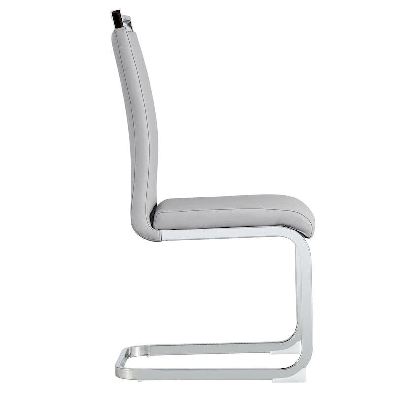 Set of 4 Modern Dining Chairs,High Back Side Chair with C-shaped Tube Chrome Metal Legs