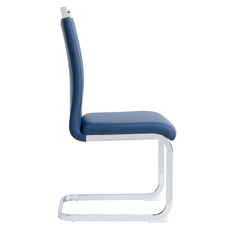 Set of 4 Modern Dining Chairs,High Back Side Chair with C-shaped Tube Chrome Metal Legs