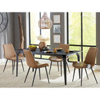 Nicoya Upholstered Dining Chair in Buckskin Synthetic Leather and Black - 34 x 36.1 x 23