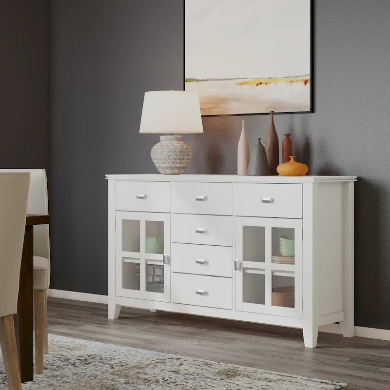 WYNDENHALL Stratford Solid Wood Transitional Sideboard Buffet - 54 inch Wide