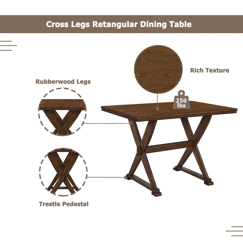Mid-Century Wood 5-Piece Dining Table Set