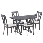 Mid-Century Wood 5-Piece Dining Table Set