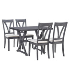 Mid-Century Wood 5-Piece Dining Table Set