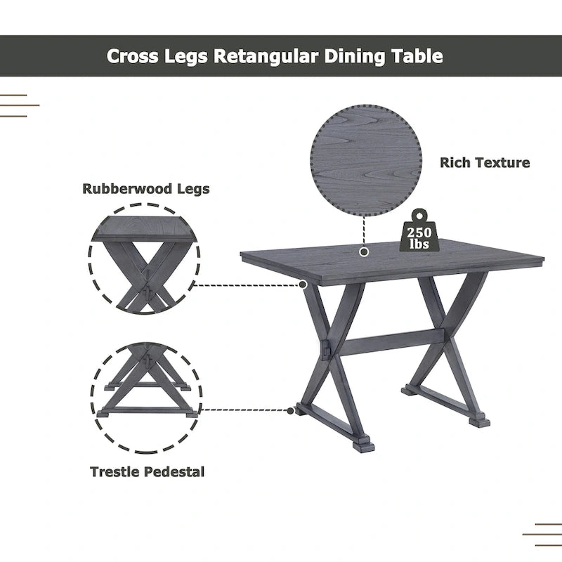 Mid-Century Wood 5-Piece Dining Table Set