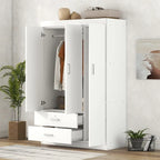 3-Door Wardrobe with 2 Drawers, Wood Grain Effect
