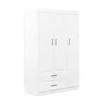 3-Door Wardrobe with 2 Drawers, Wood Grain Effect