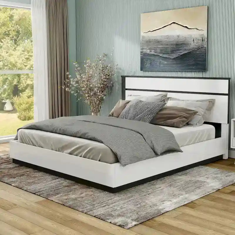 Conjira Contemporary White Wood Platform Bed by Furniture of America