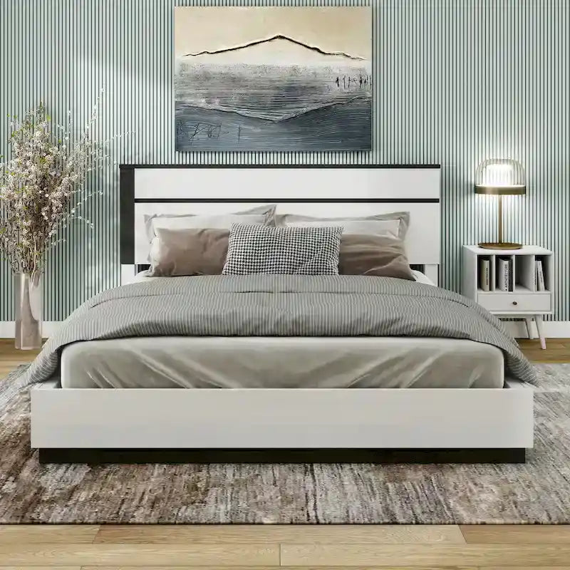 Conjira Contemporary White Wood Platform Bed by Furniture of America
