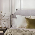 Middlebrook Designs Upholstered Curved Metal Queen Bedframe